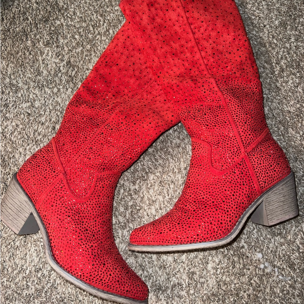 Red rhinestone boots